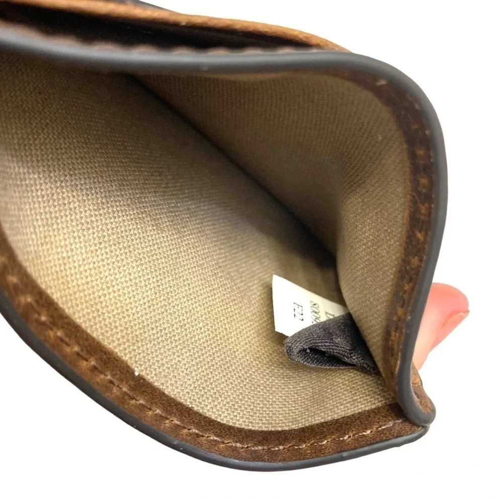 Frye brown leather money clip card holder